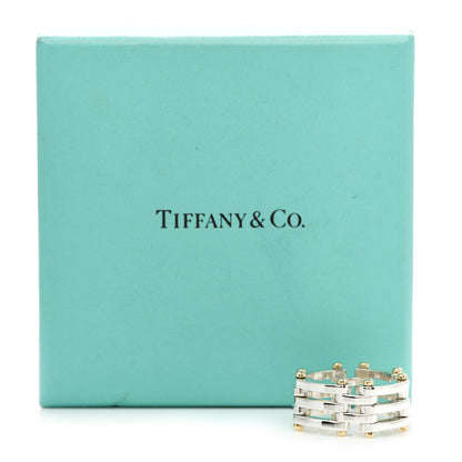 Tiffany Sterling Silver 18K Yellow Gold Gatelink Ring 55 7.25 6 of 6