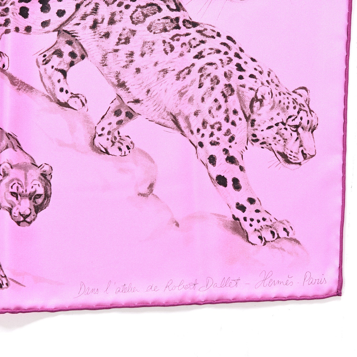 Hermes Silk Dans L' Atelier De Robert Scarf 90 Cyclamen Gris Sepia 3 of 5