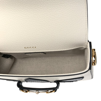 Gucci X ADIDAS Textured Dollar Calfskin Web Trefoil Mini Horsebit 1955 Shoulder Bag Off White Black 4 of 11
