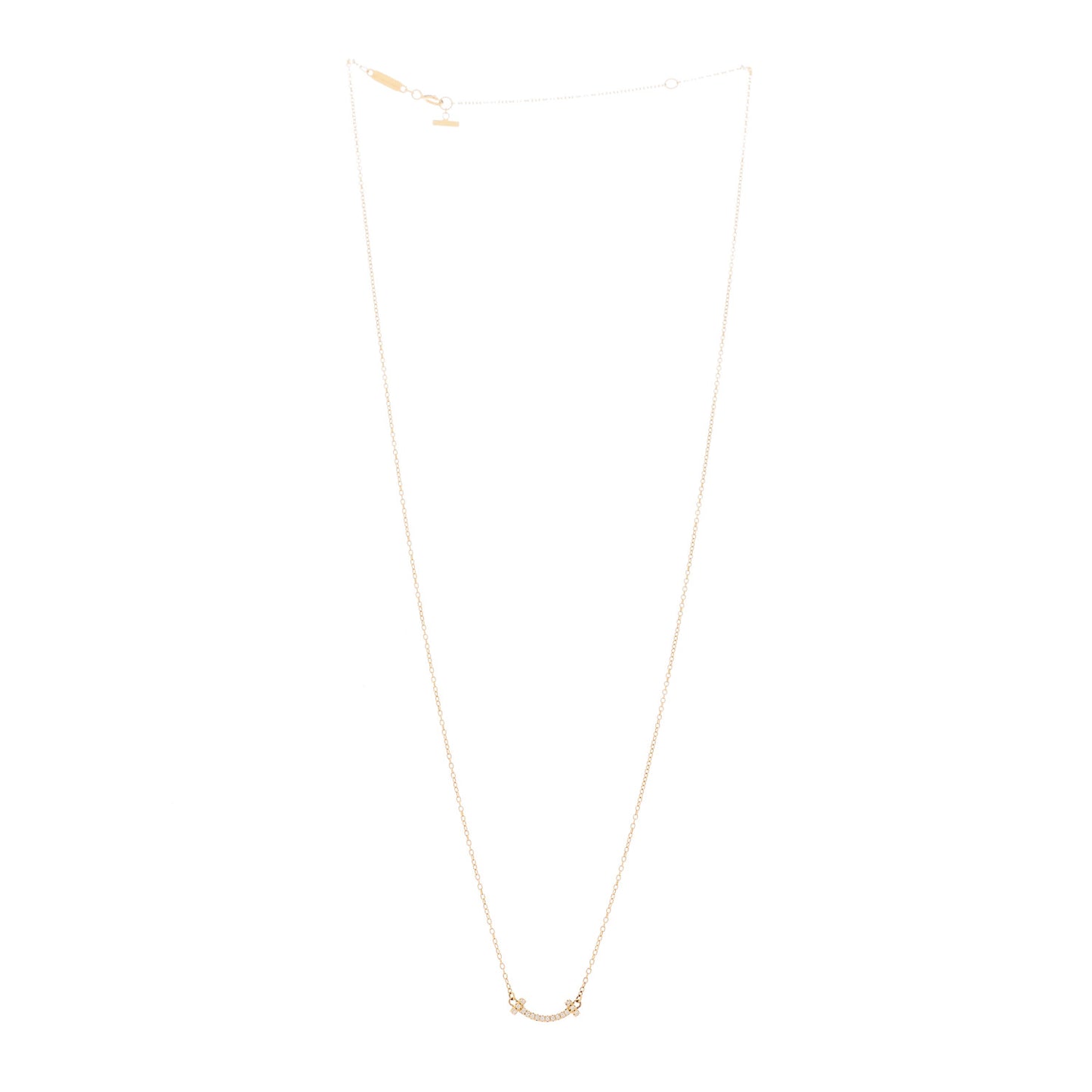 18K Yellow Gold Diamond Mini T Smile Pendant Necklace