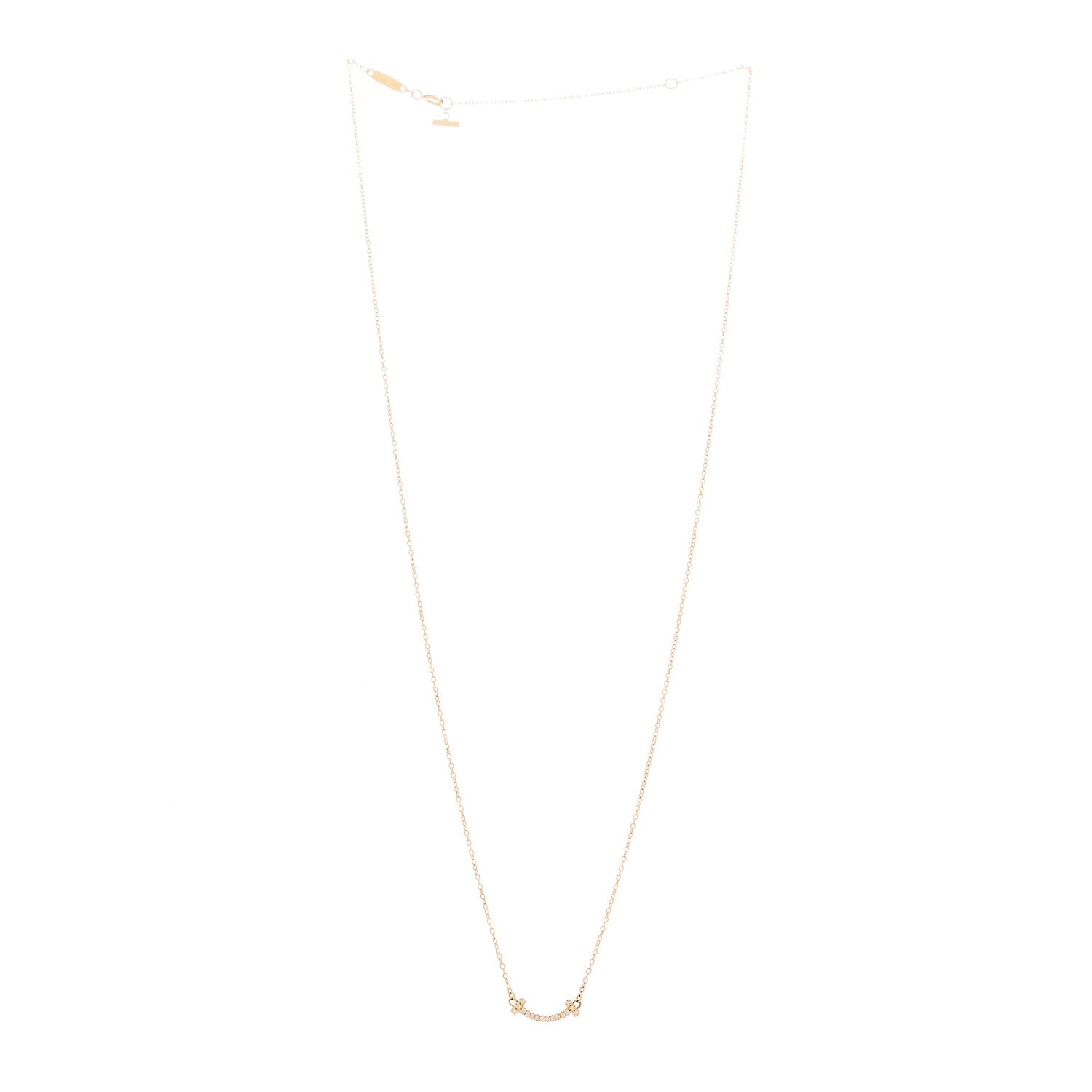 Tiffany 18K Yellow Gold Diamond Mini T Smile Pendant Necklace 3 of 5