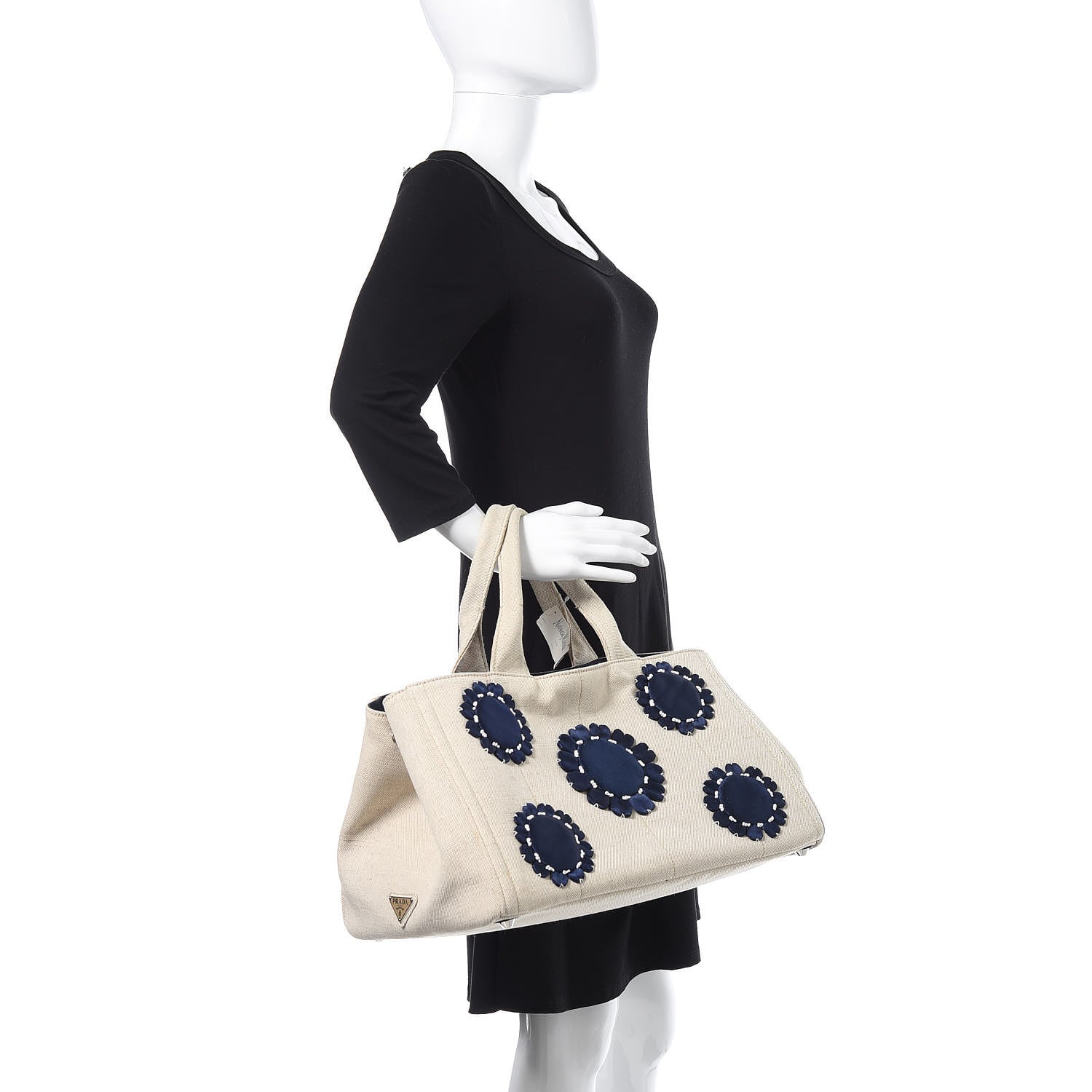 Prada Canvas Mistolino Canapa Tote Naturale Blue 2 of 16