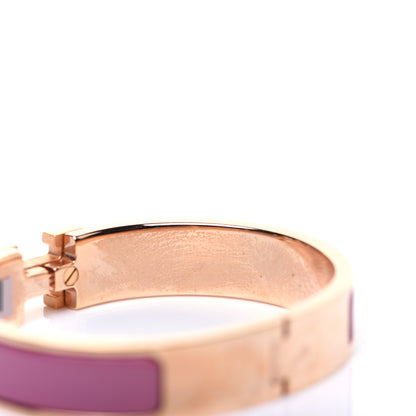 Hermes Enamel Narrow Clic Clac H Bracelet PM Rose Velours 6 of 7