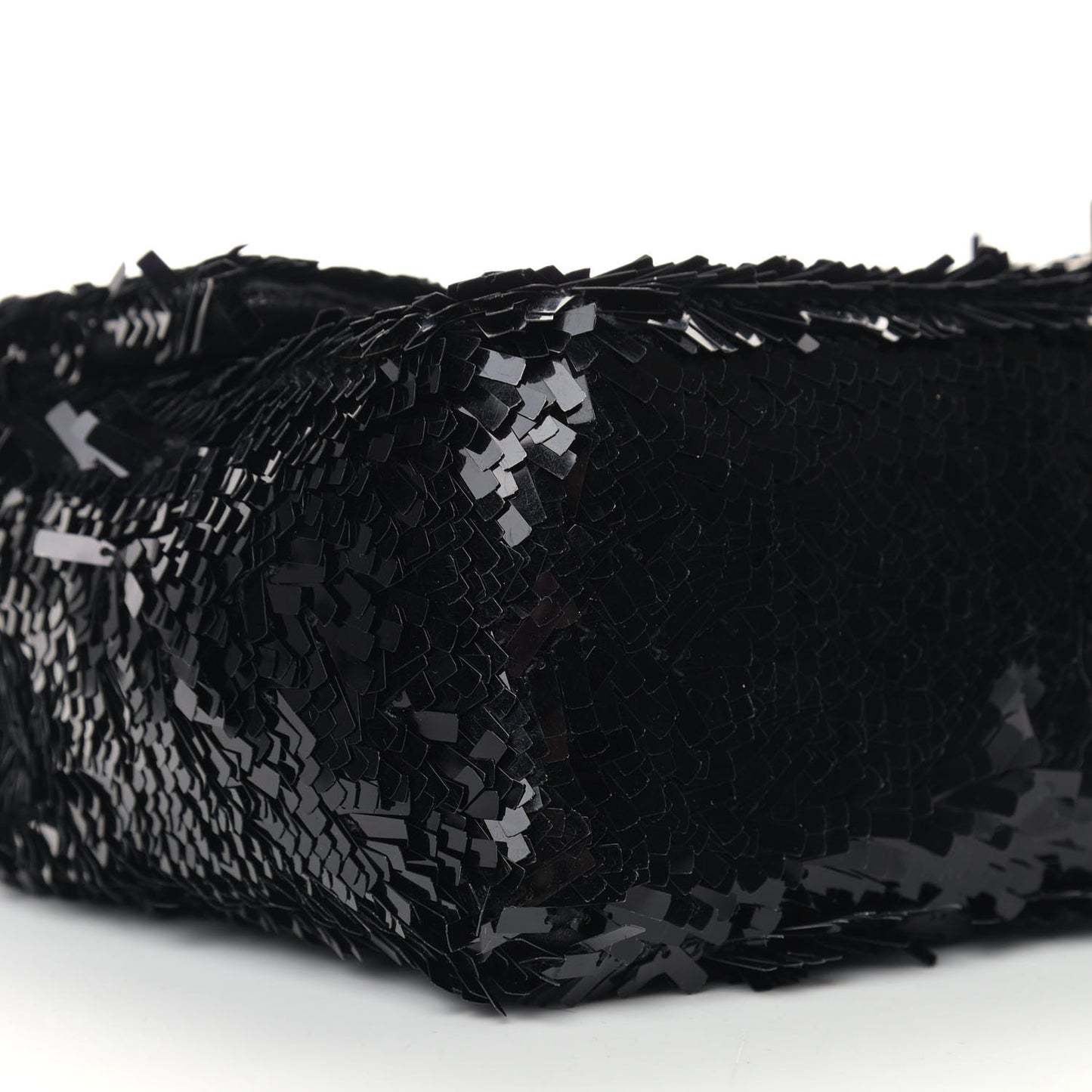 Sequin Embroidered Small Single Flap Black