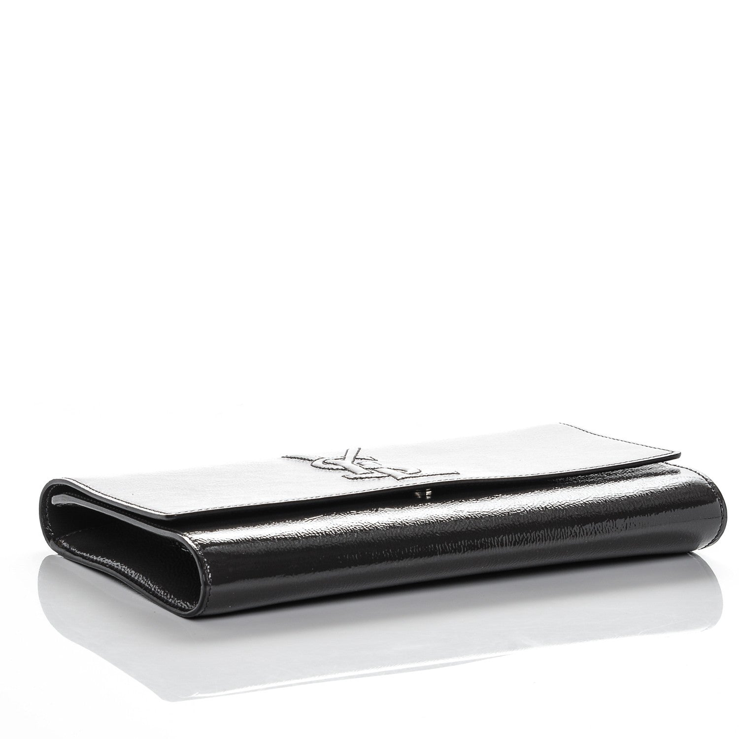 Saint Laurent Textured Patent Monogram Large Belle de Jour Clutch Grey 4 of 7