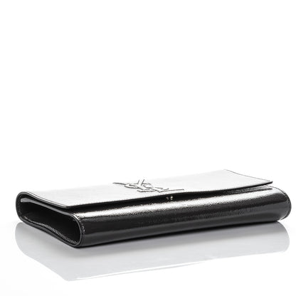 Saint Laurent Textured Patent Monogram Large Belle de Jour Clutch Grey 4 of 7