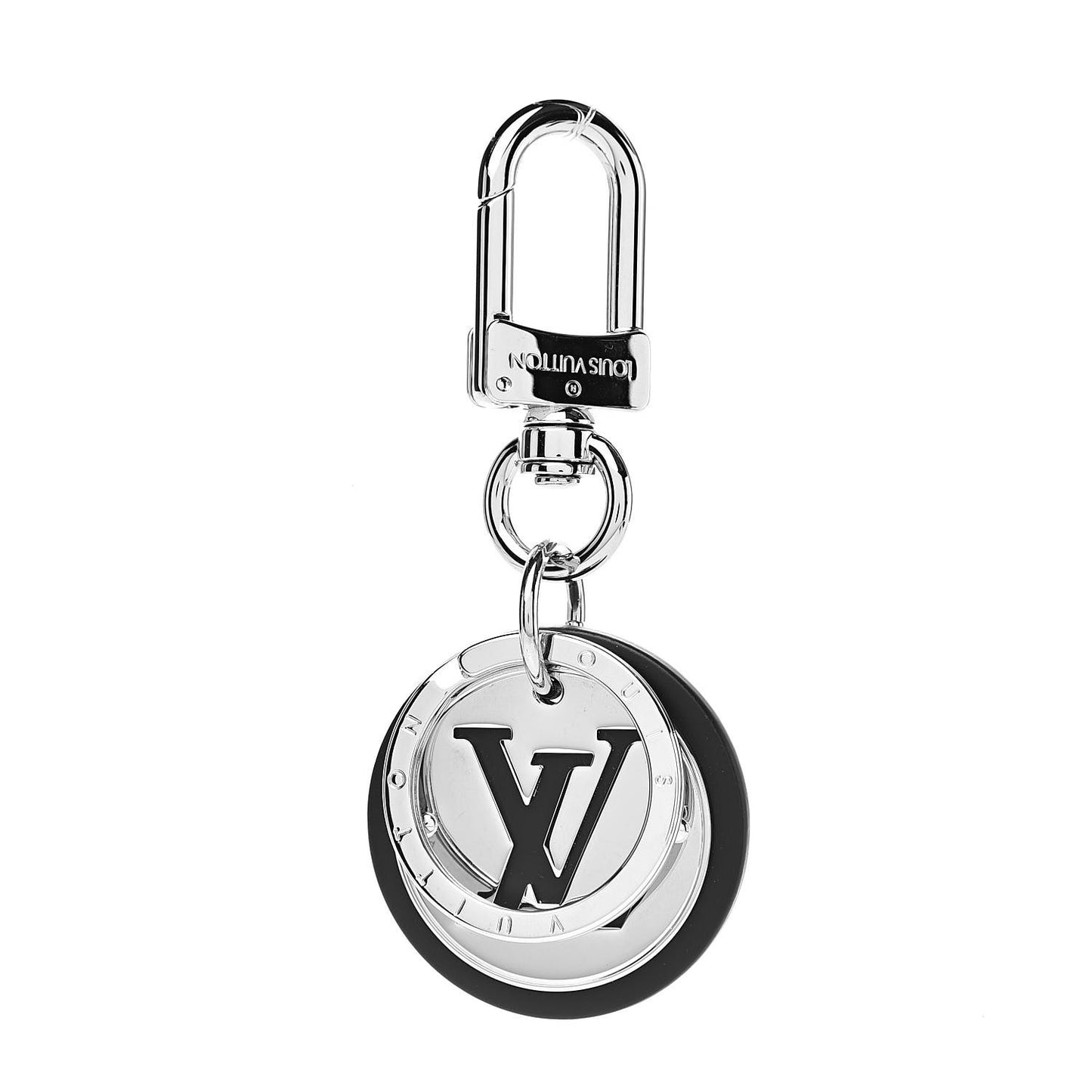LV Cut Circle Key Holder Silver