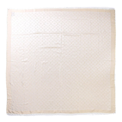 Louis Vuitton Silk Wool Monogram Shine Shawl Beige 1 of 7