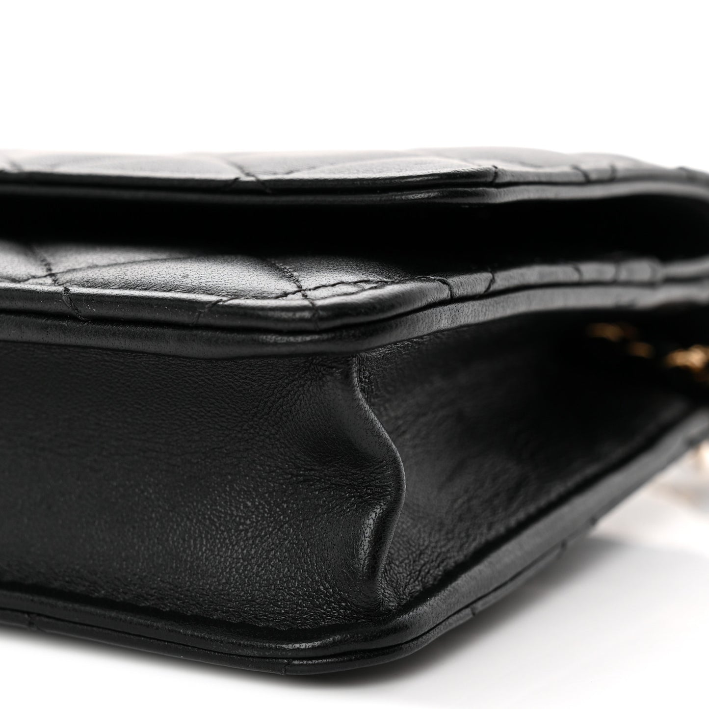 Lambskin Quilted Wallet On Chain WOC Black