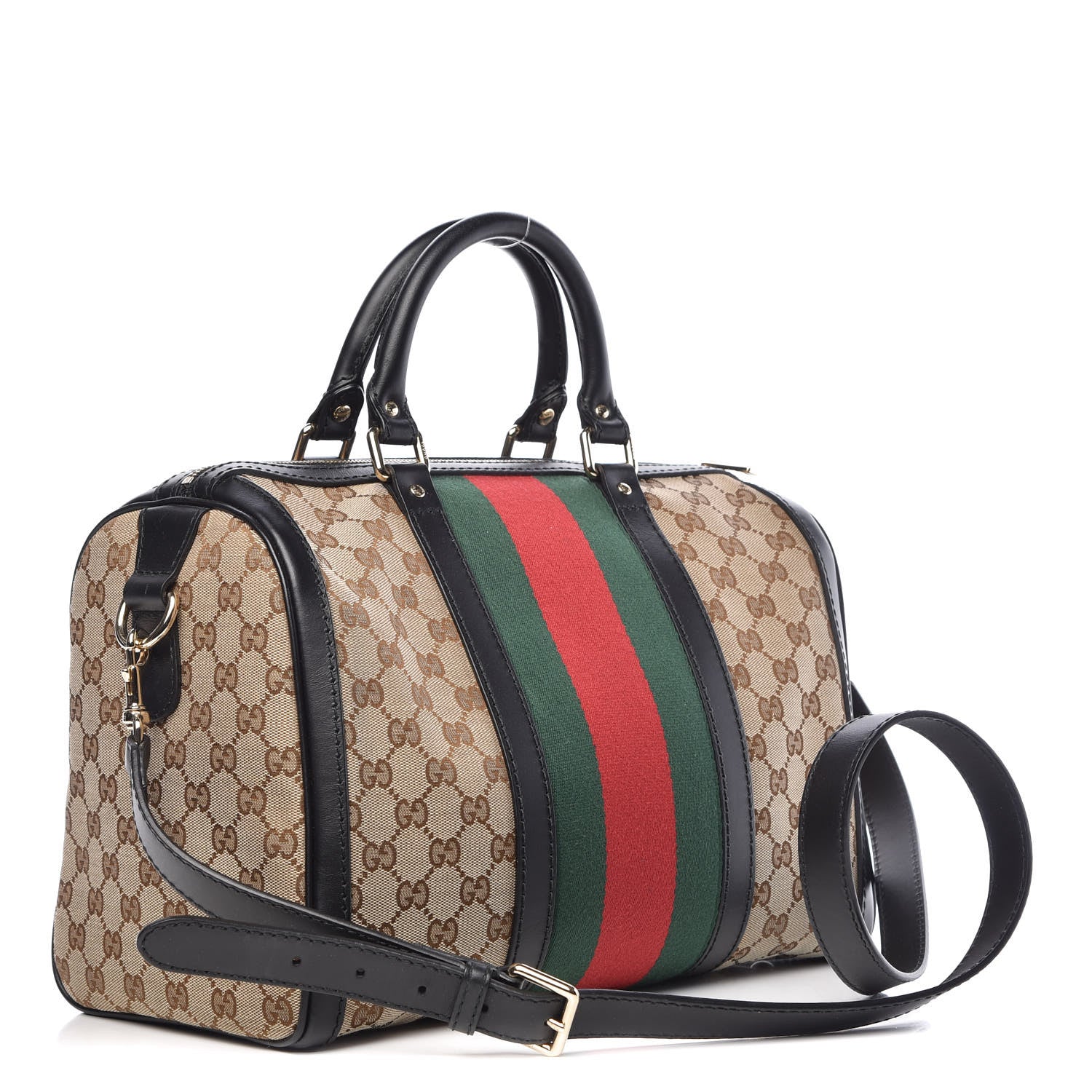 Gucci Monogram Vintage Web Medium Boston Black 4 of 10