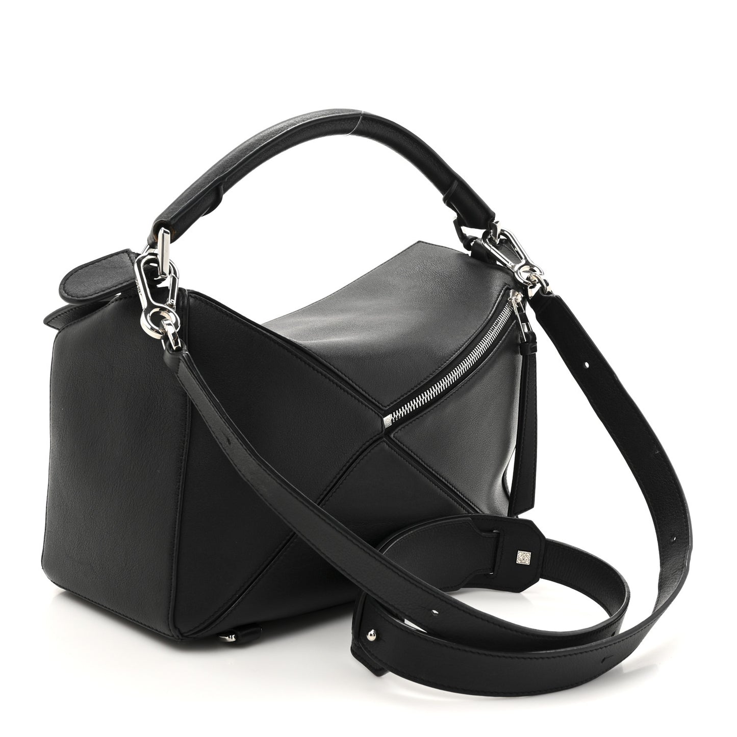Calfskin Medium Puzzle Edge Bag Black