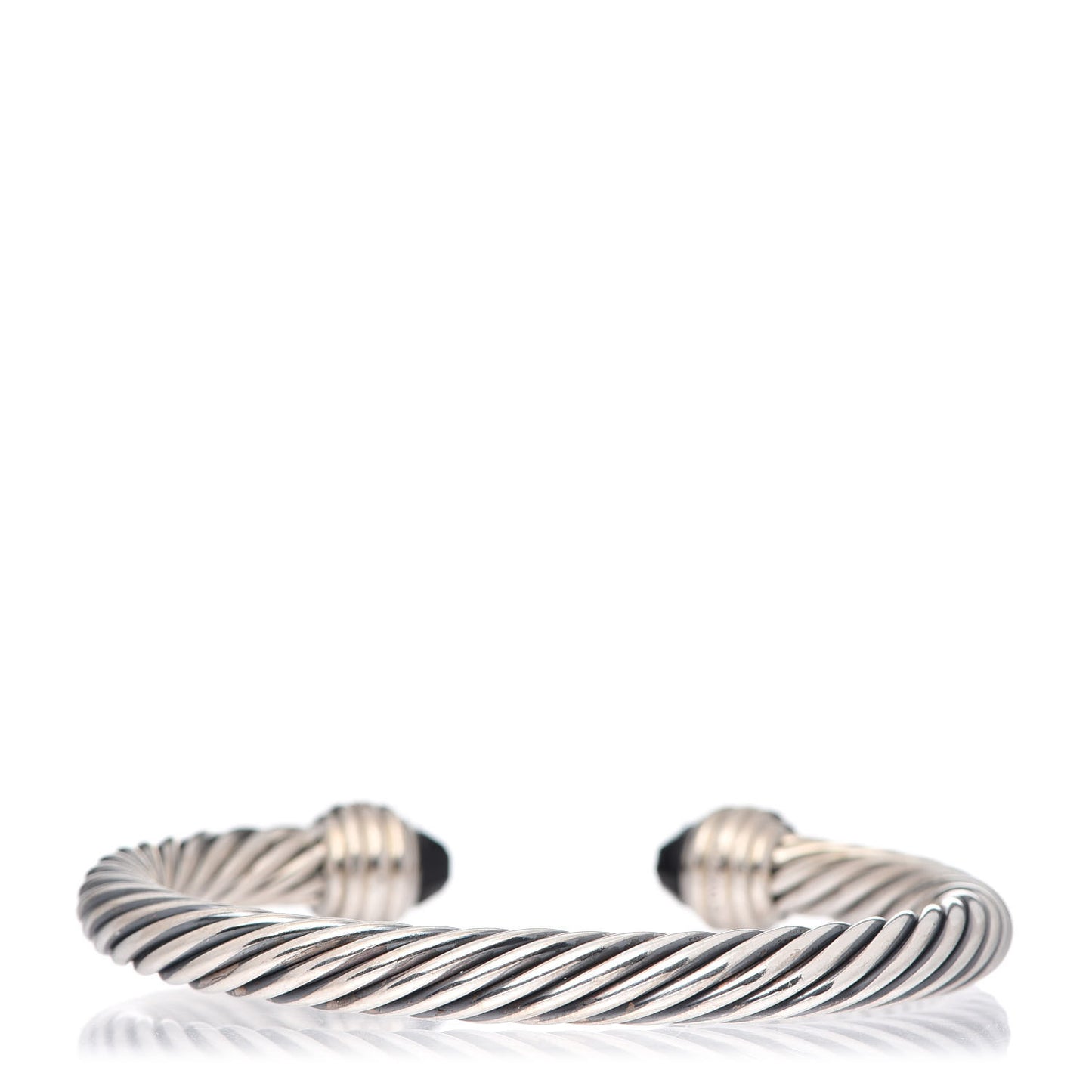 Sterling Silver Diamond Black Onyx 7mm Cable Classics Bracelet