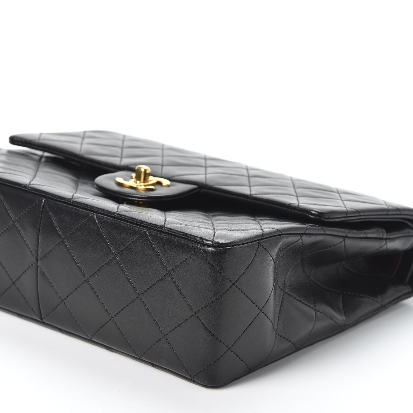 Lambskin Quilted Small Double Flap Black