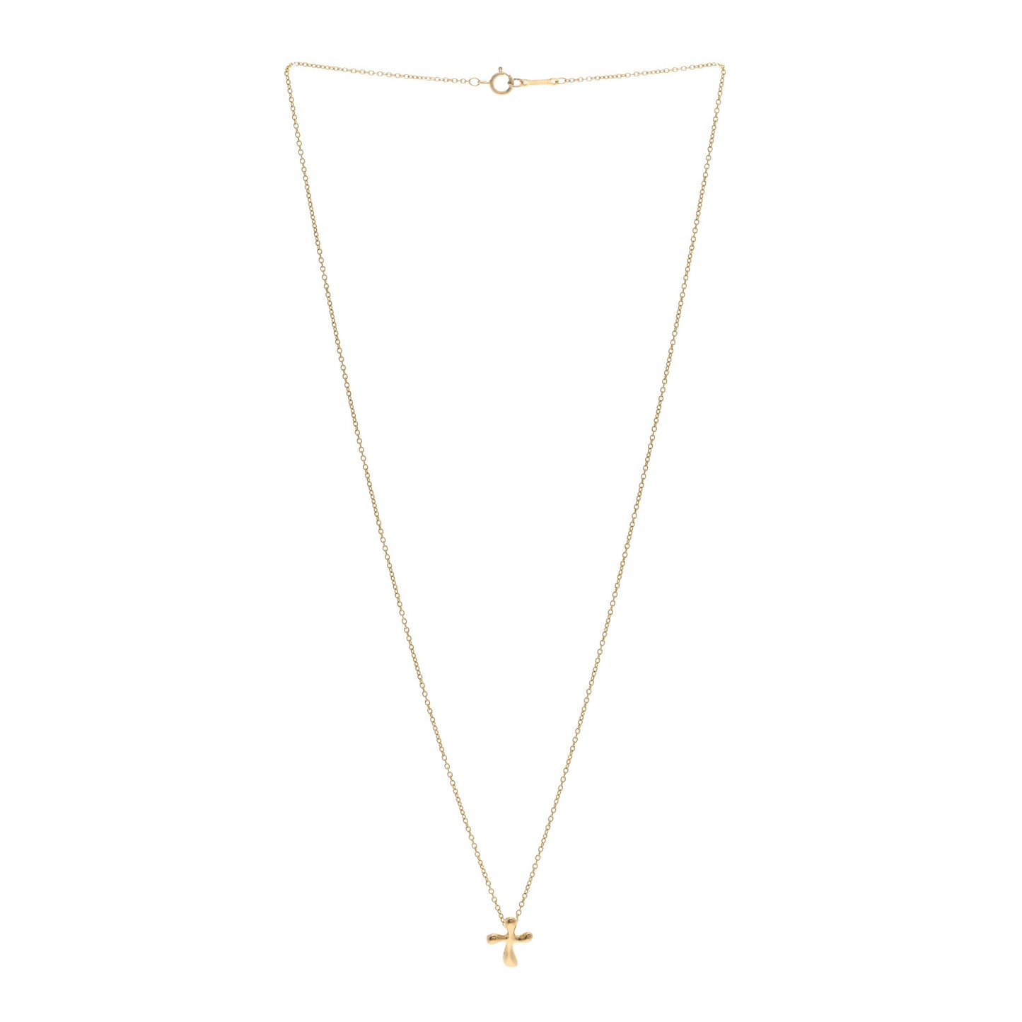 18K Yellow Gold 9mm Elsa Peretti Cross Pendant Necklace