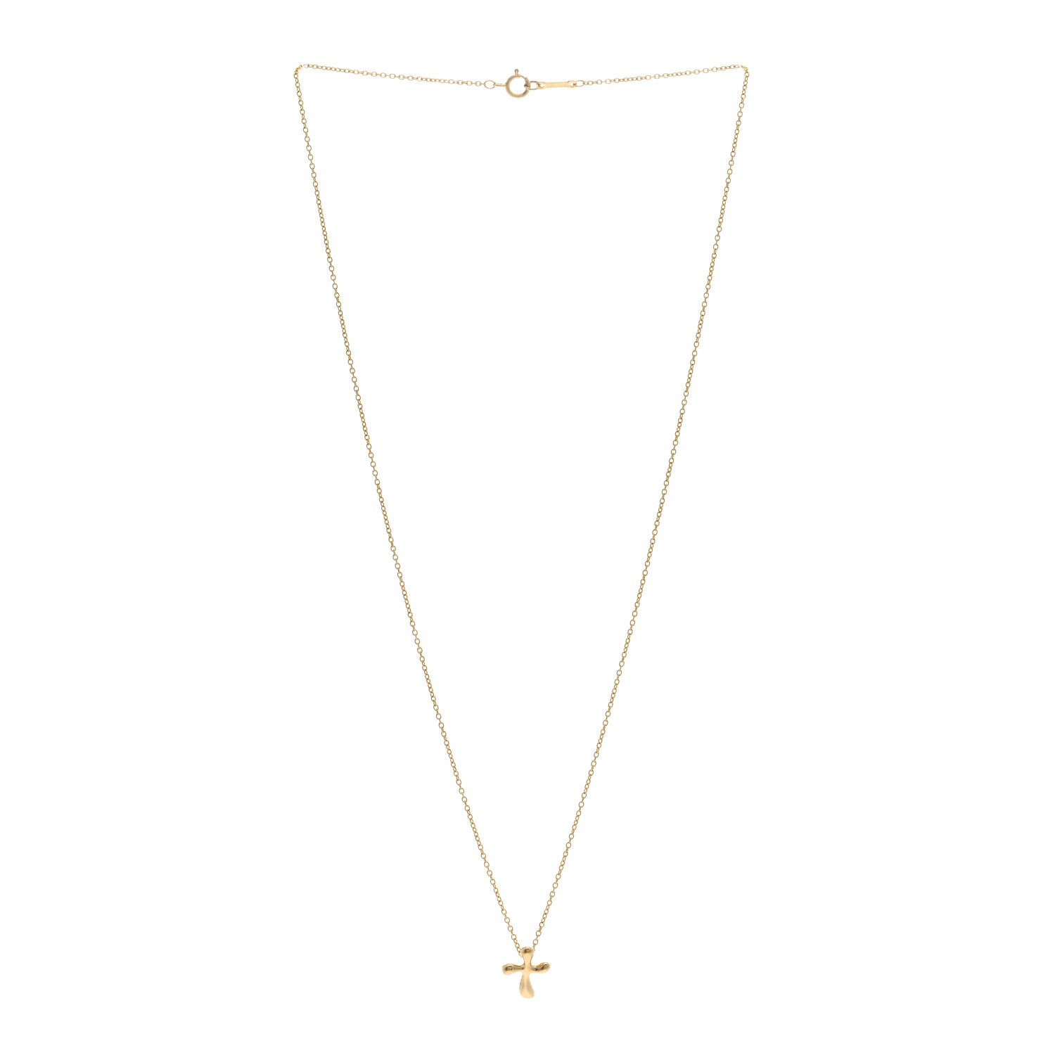 Tiffany 18K Yellow Gold 9mm Elsa Peretti Cross Pendant Necklace 3 of 4