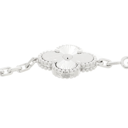 Van Cleef & Arpels 18K White Gold 5 Motifs Guilloche Vintage Alhambra Bracelet 4 of 5