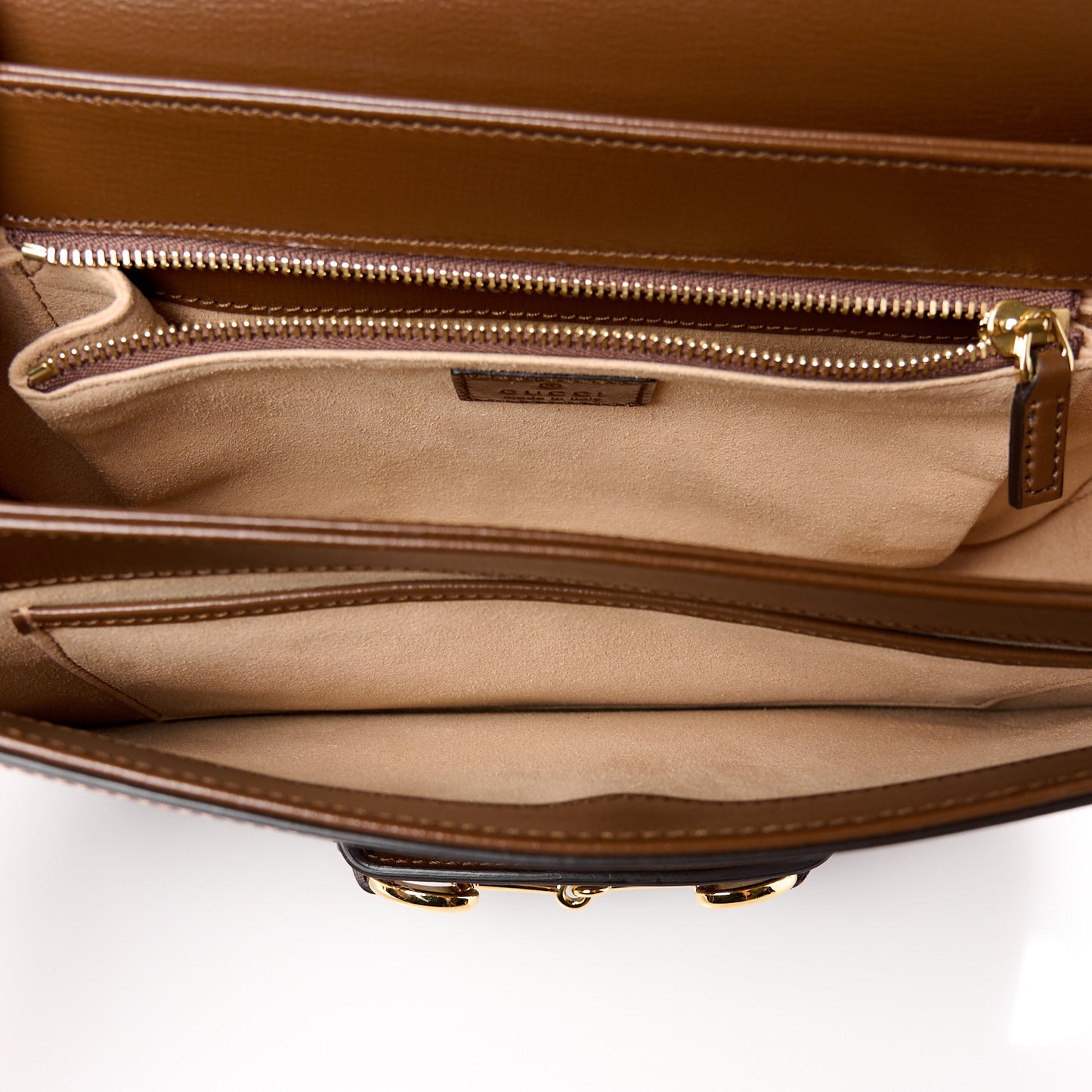 GG Supreme Monogram Horsebit 1955 Shoulder Bag Beige Brown Sugar