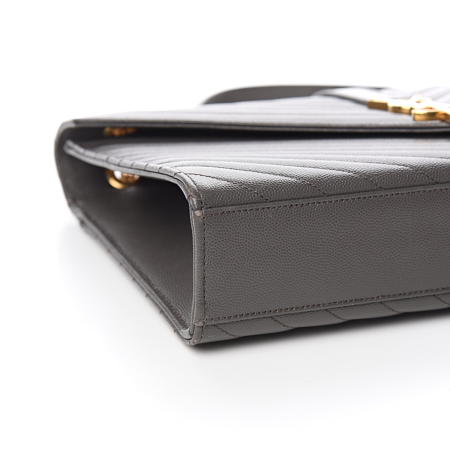 Saint Laurent Grain De Poudre Matelasse Chevron Large Monogram Satchel Earth 8 of 10
