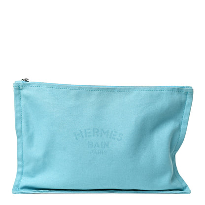 Hermes Toile Flat Yachting Pouch Bleu Atoll 1 of 11