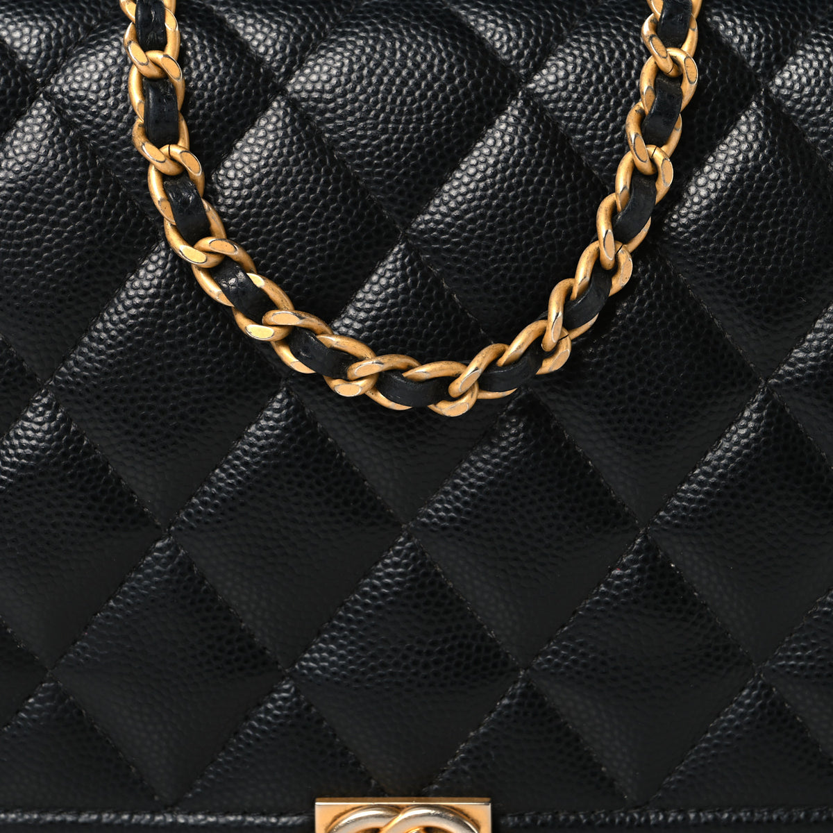 Caviar Quilted Boy Wallet On Chain WOC Black
