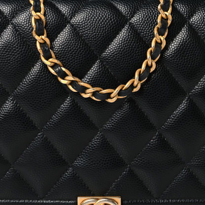 Chanel Caviar Quilted Boy Wallet On Chain WOC Black 7 of 10