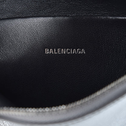 Balenciaga Metallic Goatskin Logo Large Everyday Zip Pouch Argent Black 6 of 7