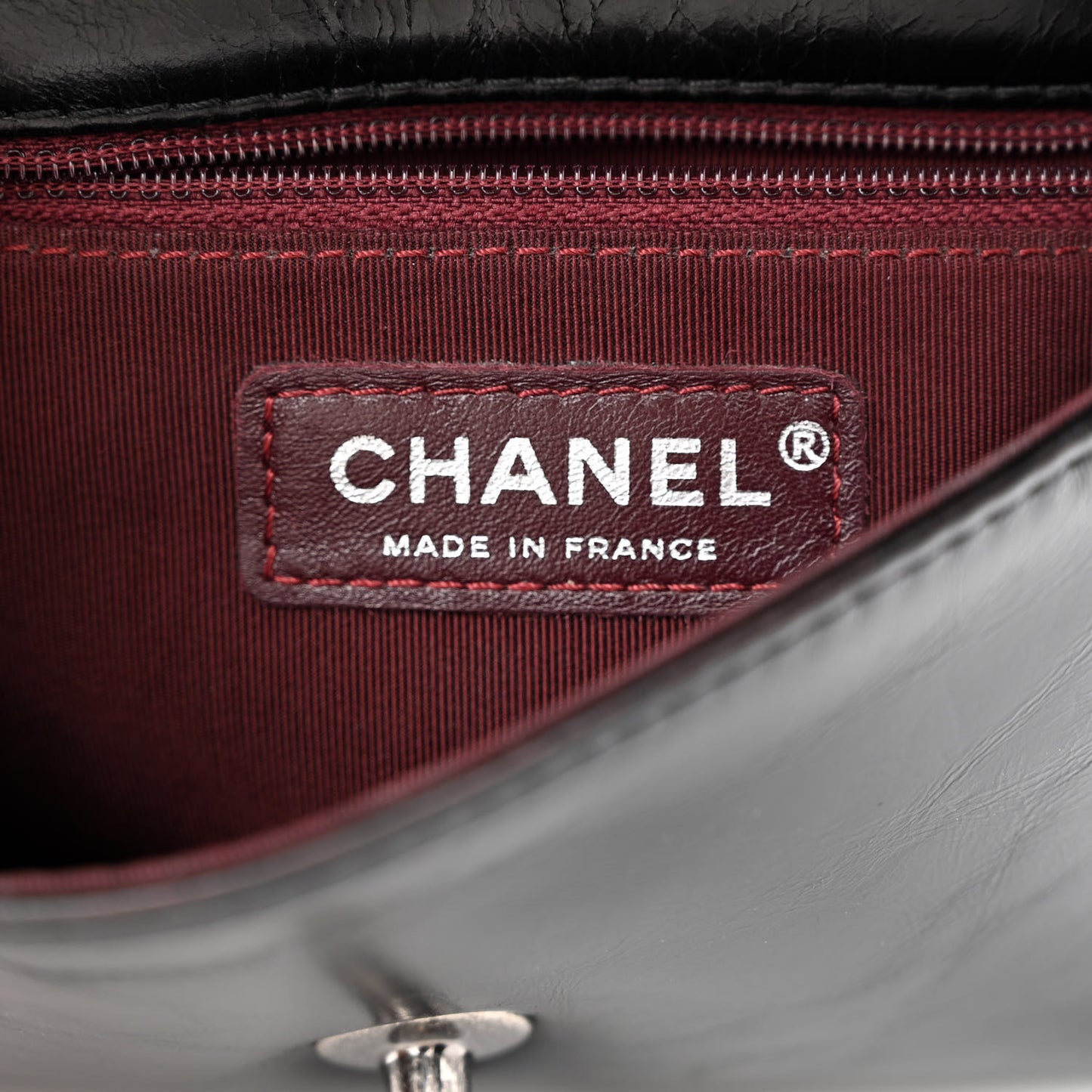 Aged Calfskin Quilted Double Sided Flap Black