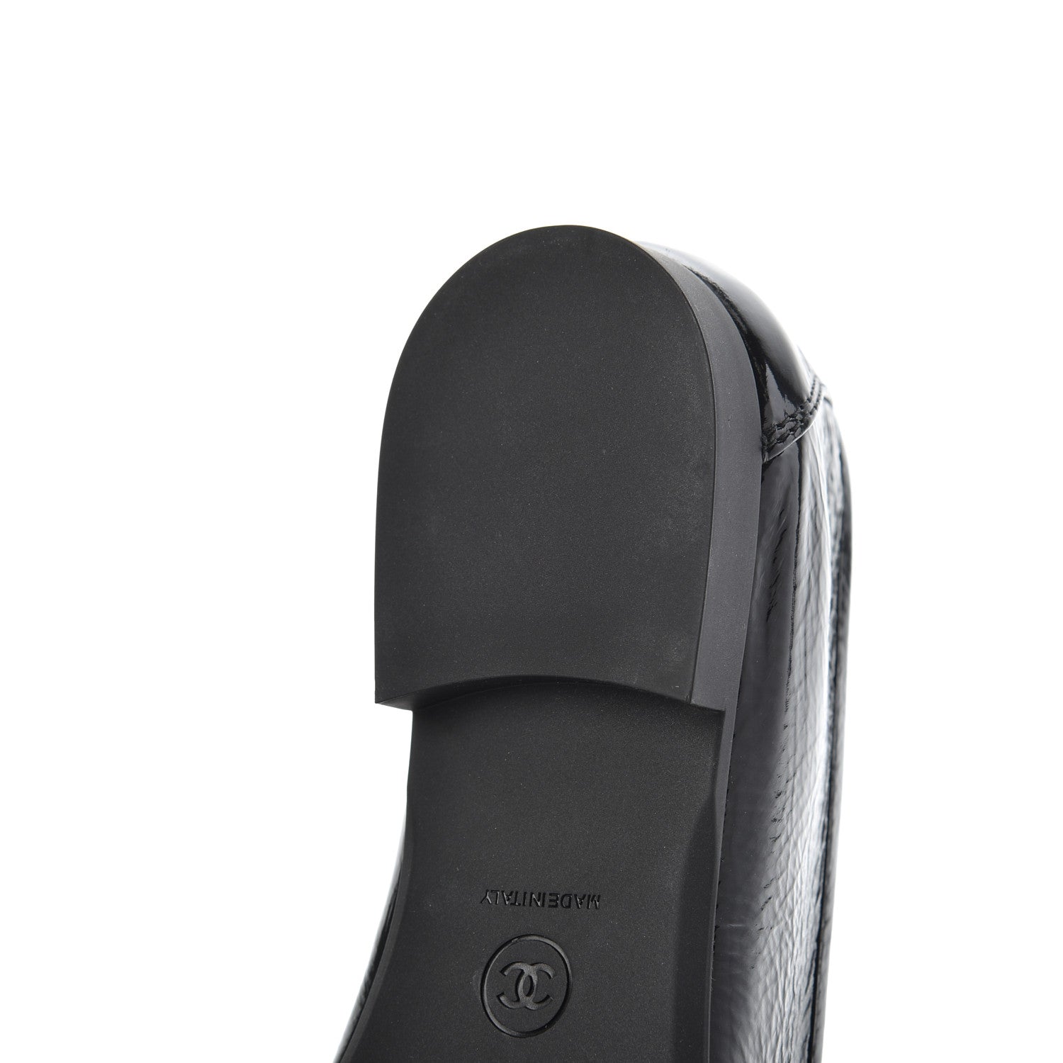 Chanel Crackled Patent Calfskin CC Mocassin Loafers 38 Black 12 of 14