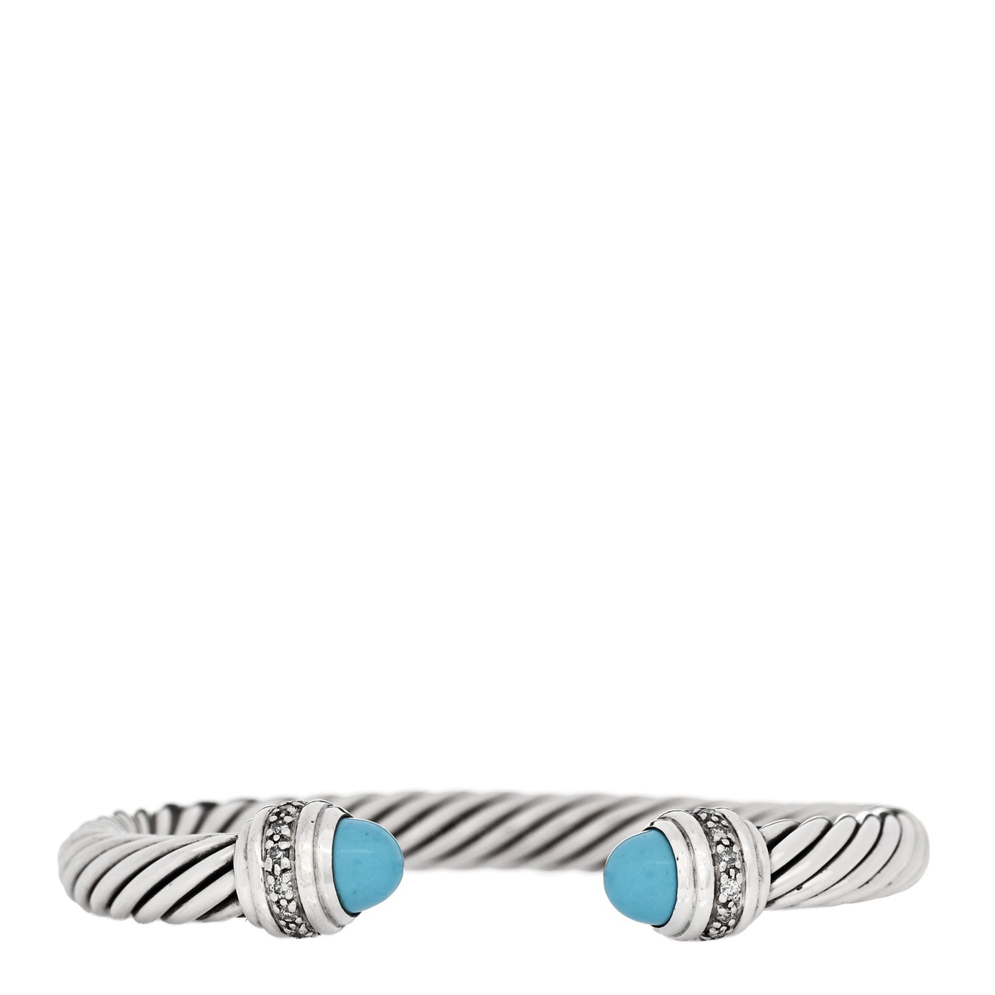 Sterling Silver Diamond Turquoise 7mm Cable Classics Bracelet