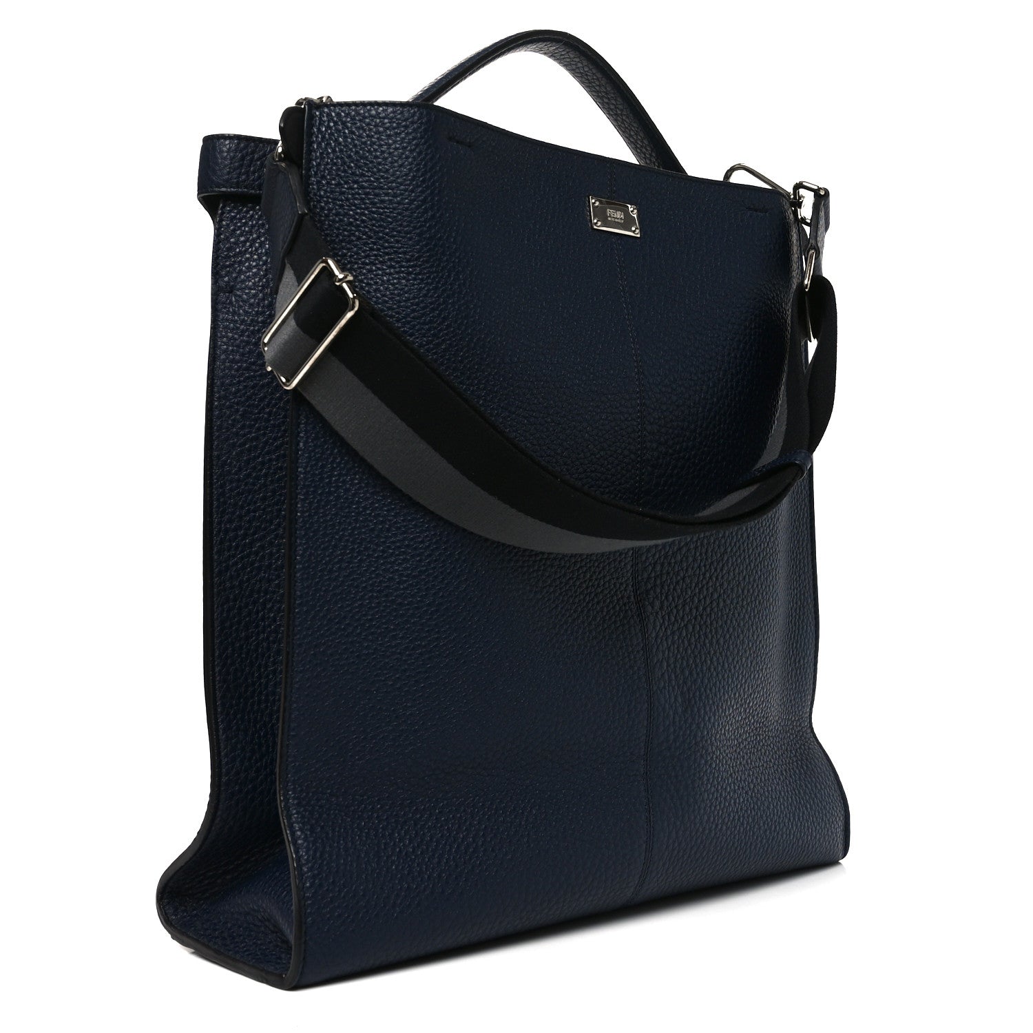 Fendi Cuoio Romano Glazed Fabric FF 1974 Peekaboo X-Lite Fit Navy 3 of 10