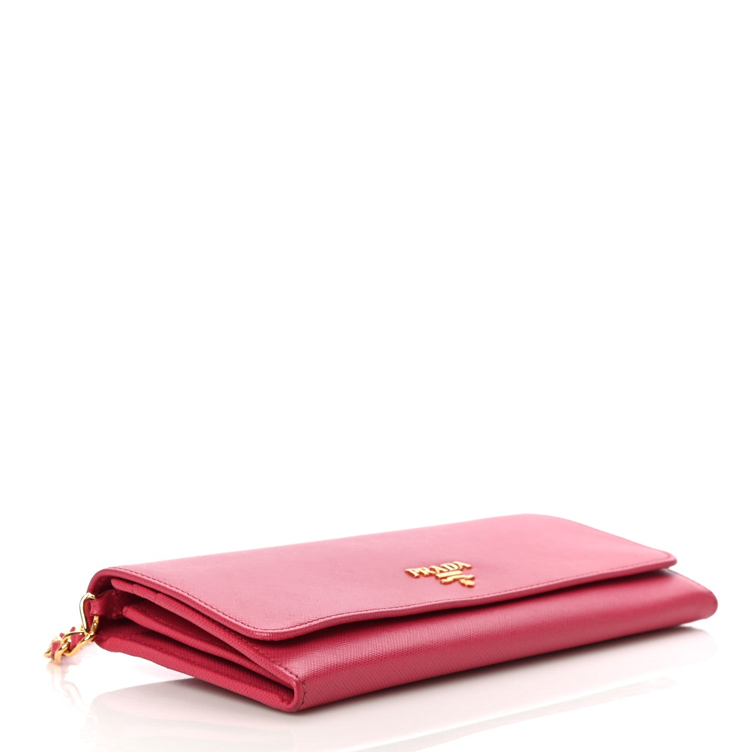 Prada Saffiano Metal Oro Chain Wallet Peonia 4 of 10
