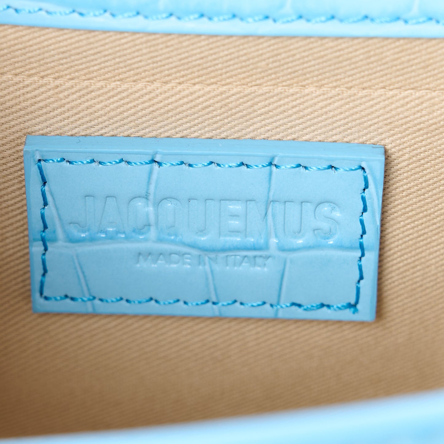 Calfskin Crocodile Embossed Le Chiquito Long Pale Blue