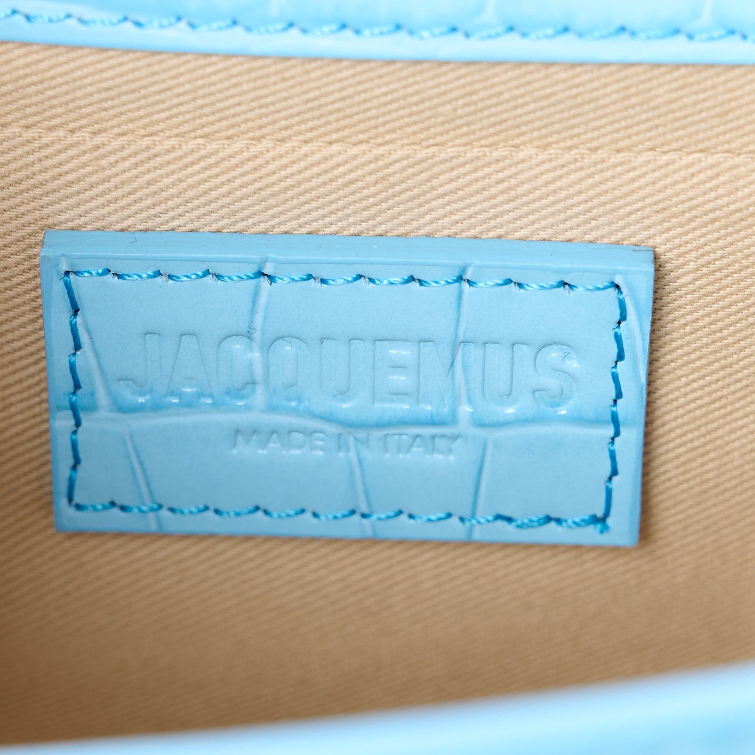 Jacquemus Calfskin Crocodile Embossed Le Chiquito Long Pale Blue 6 of 10