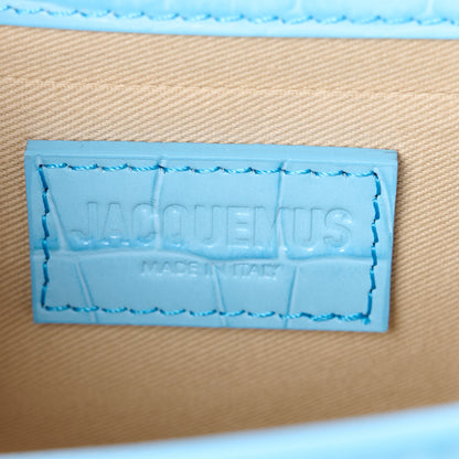 Jacquemus Calfskin Crocodile Embossed Le Chiquito Long Pale Blue 6 of 10