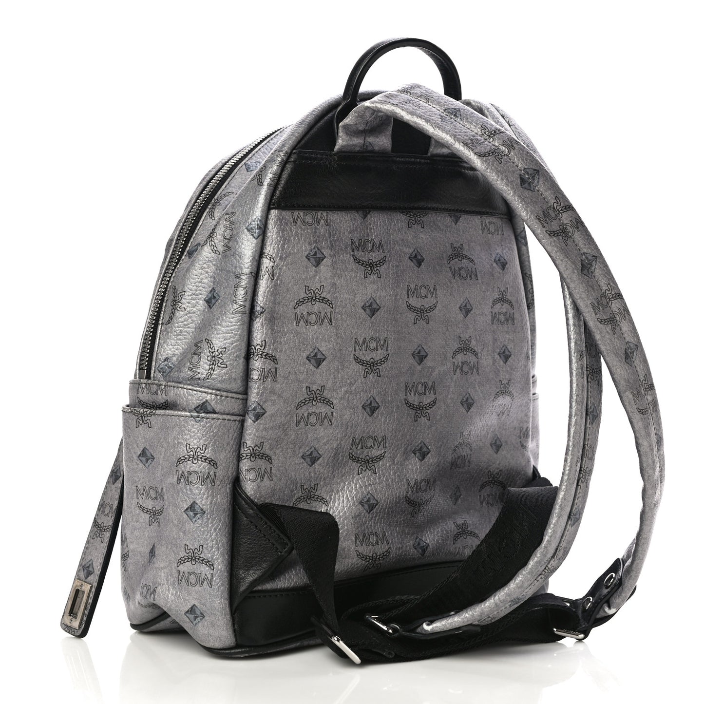 Metallic Visetos Studded Small Dual Stark Backpack Silver