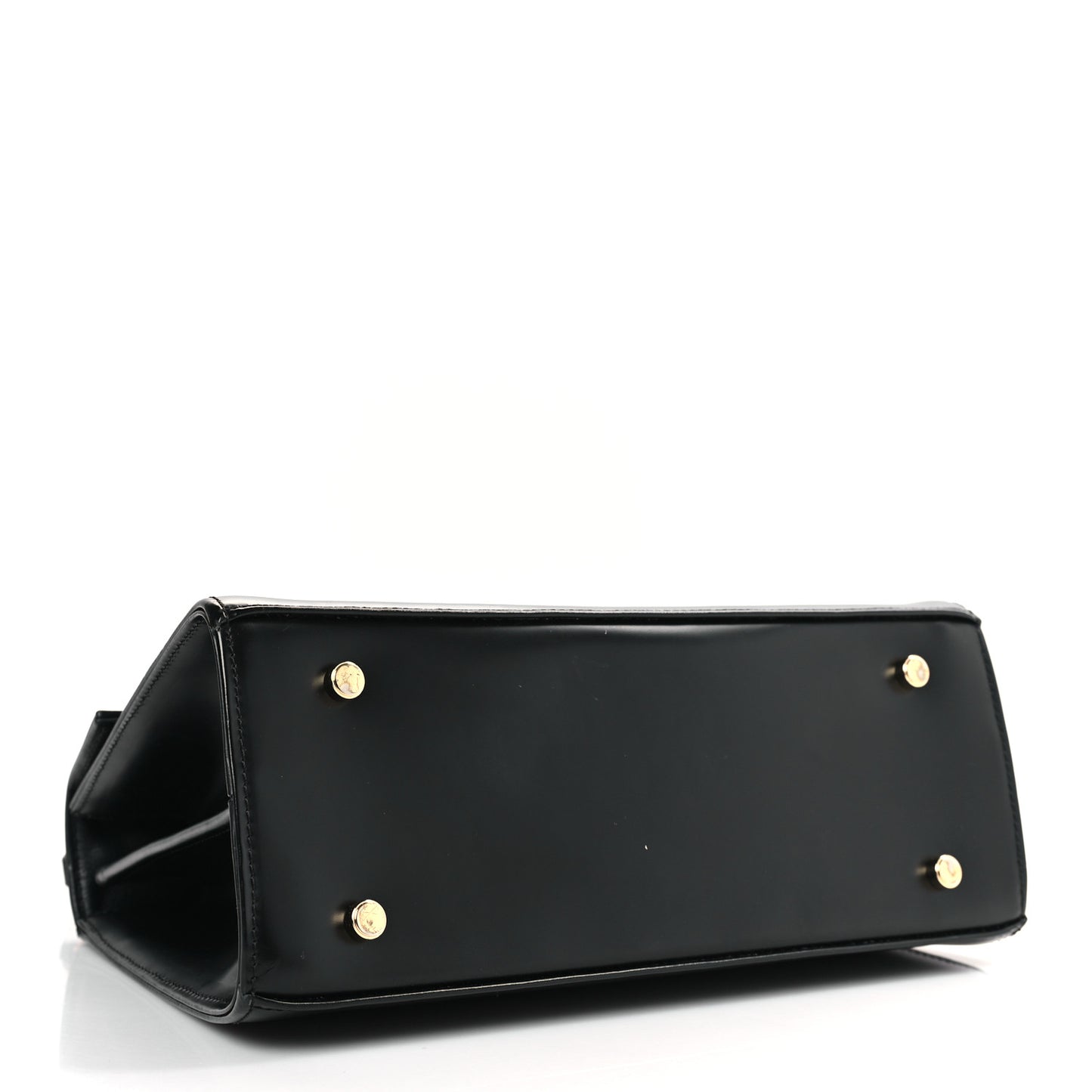 Brushed Off Calfskin Iconic Large Top Handle Bag Black