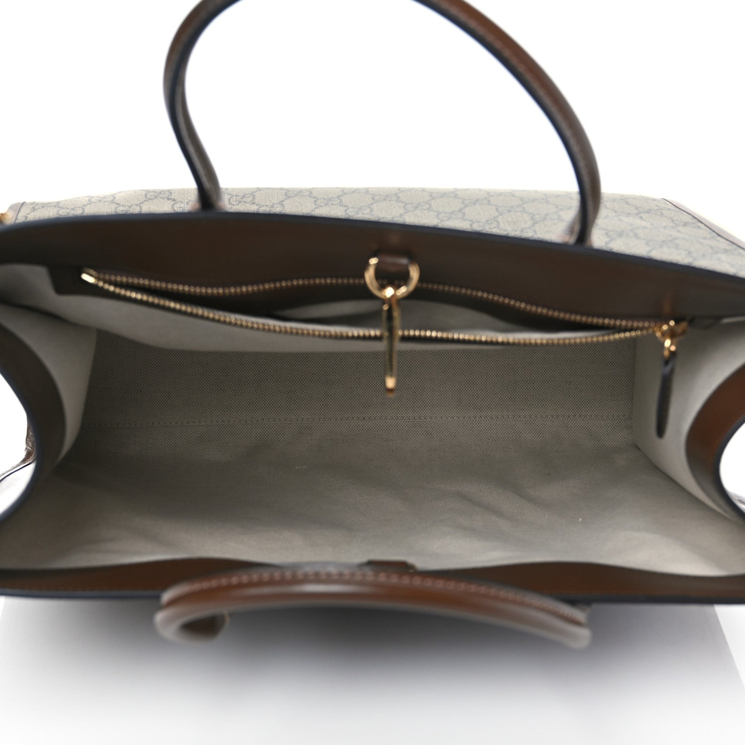 Gucci GG Supreme Monogram Azalea Calfskin Medium Retro Interlocking G Tote Bag Beige Ebony Brown Sugar 5 of 11