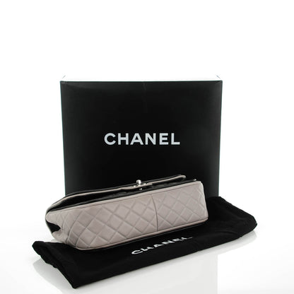 Chanel Lambskin Quilted Classic Twist Flap Black Grey 4 of 7