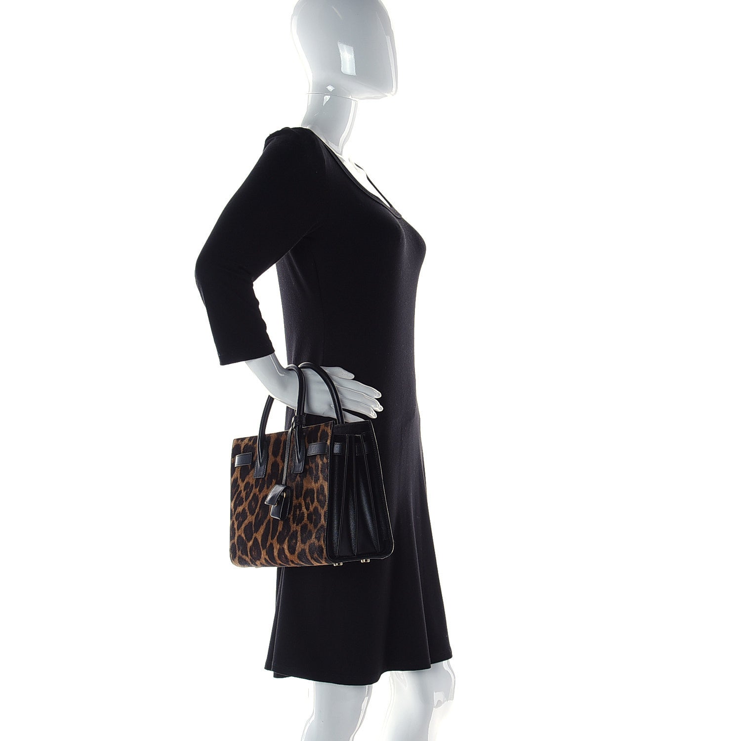 Saint Laurent Pony Effect Calfskin Leopard Print Baby Supple Sac De Jour 2 of 12
