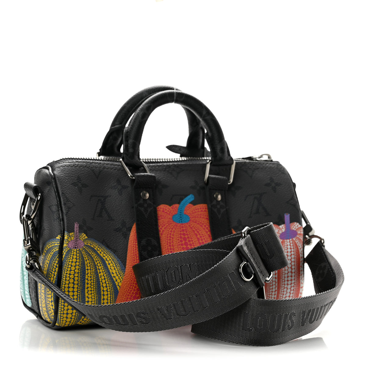 LV X YK Monogram Eclipse Reverse Pumpkin Keepall Bandouliere 25 Multicolor