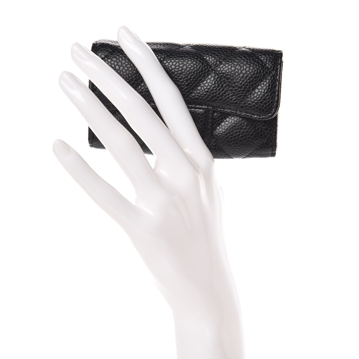 Caviar Quilted 6 Key Holder Black