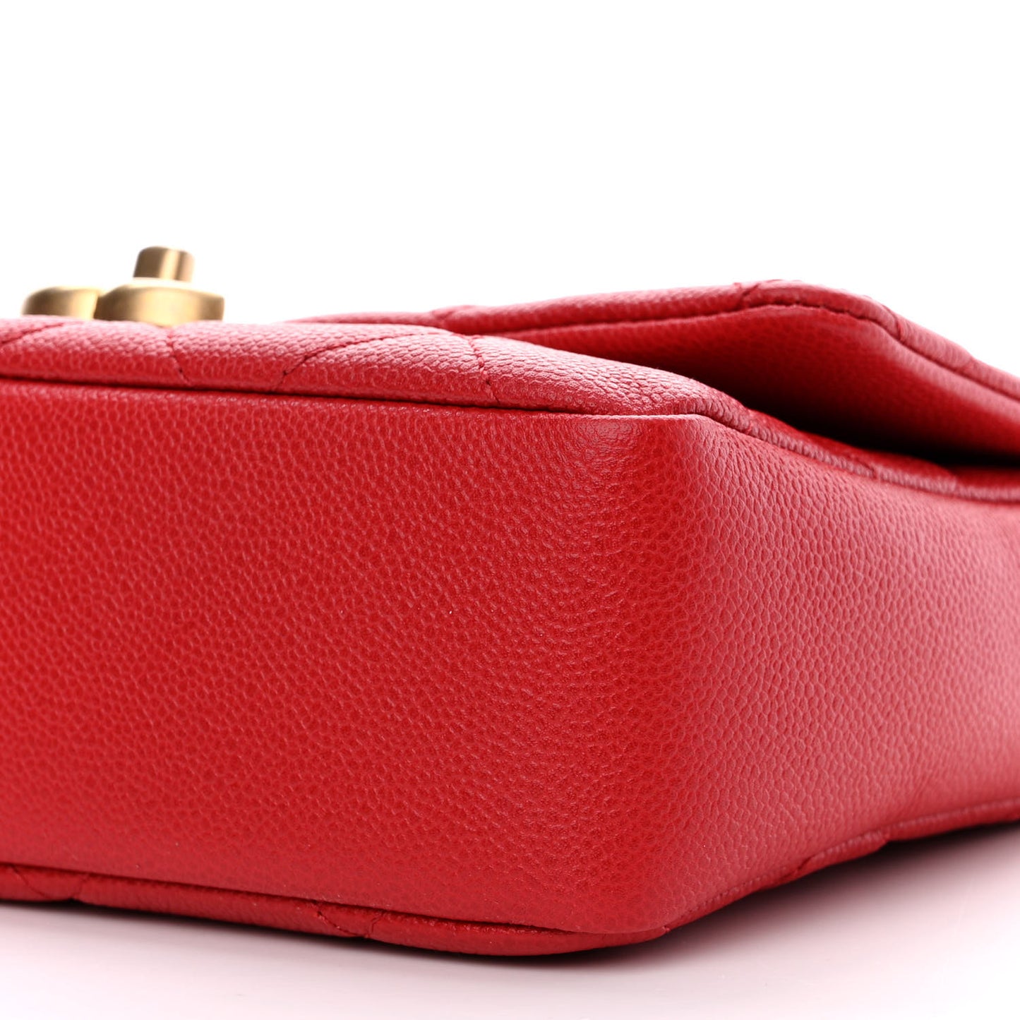 Shiny Caviar Quilted Small Chain Melody Flap Red