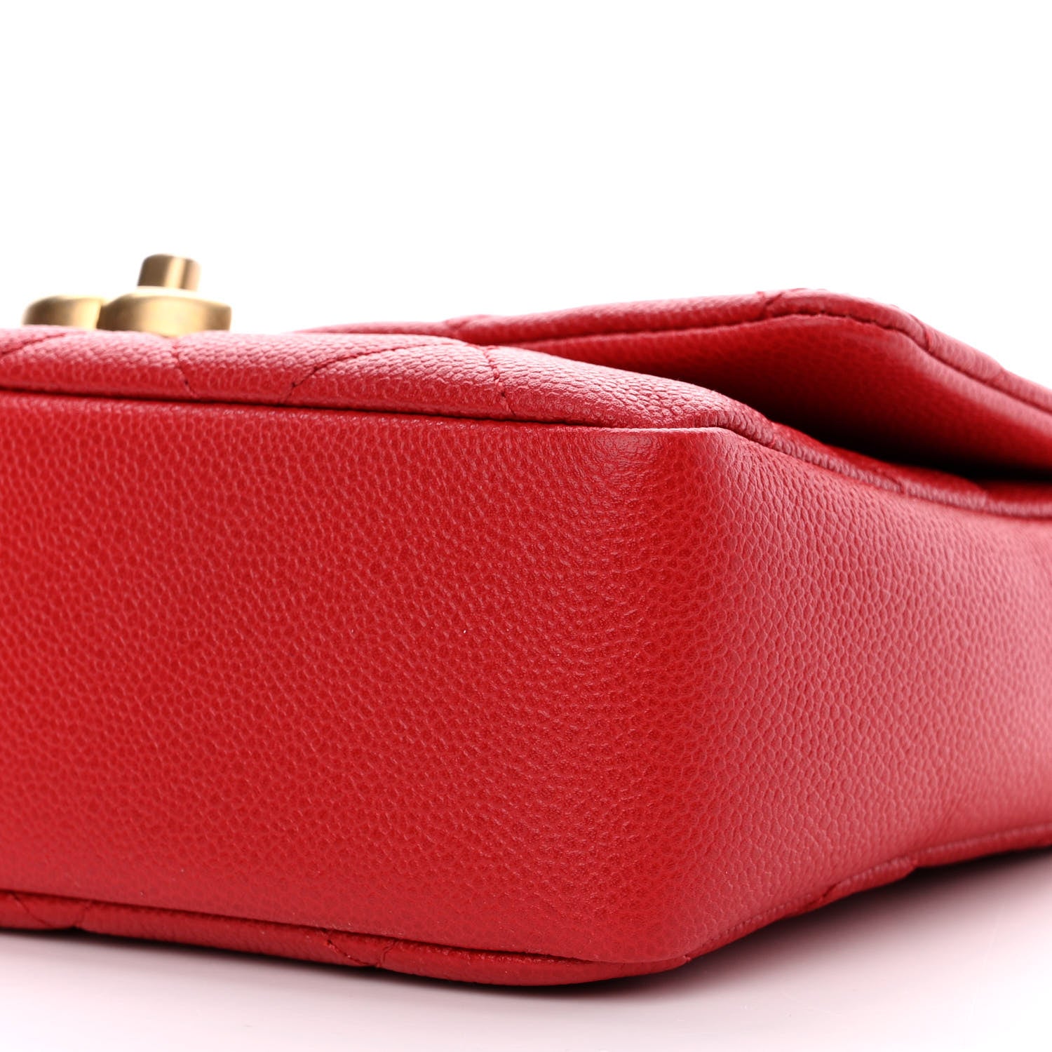 Chanel Shiny Caviar Quilted Small Chain Melody Flap Red 10 of 10