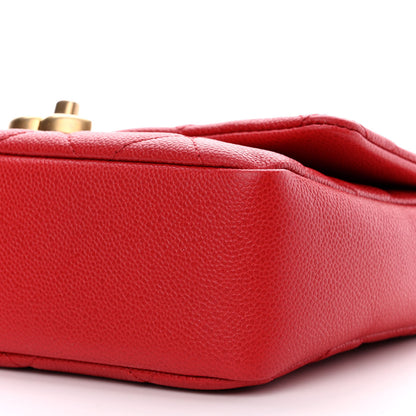 Chanel Shiny Caviar Quilted Small Chain Melody Flap Red 10 of 10