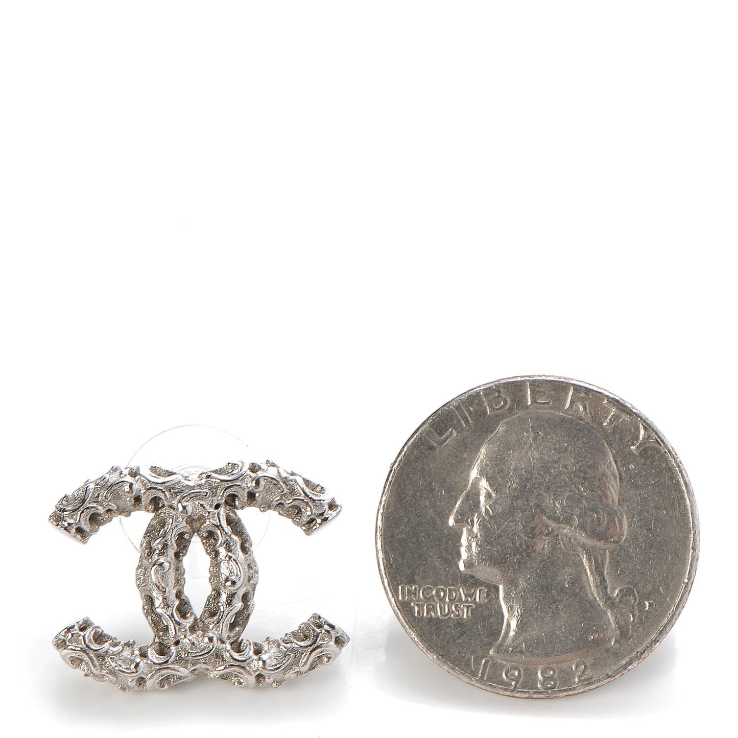 Textured CC Earrings Silver