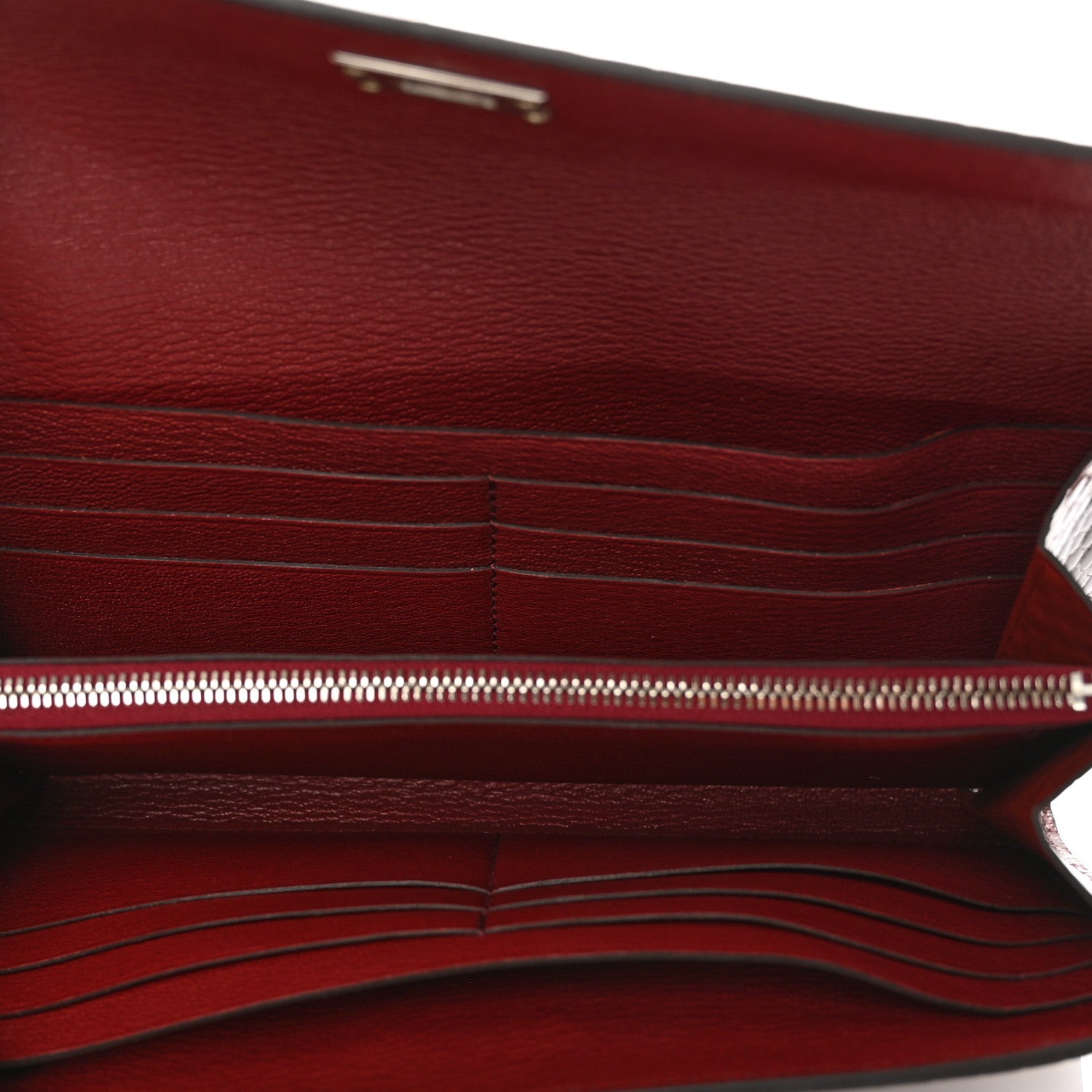 Hermes Shiny Alligator Kelly Longue Wallet Bourgogne 6 of 10
