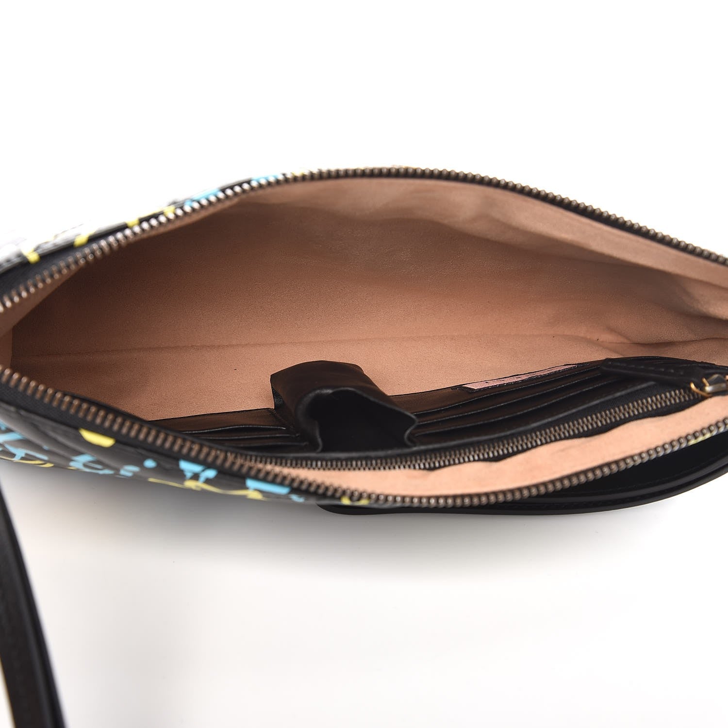 Gucci Calfskin Matelasse GucciGhost GG Marmont Clutch Black New Acquamarine 6 of 10