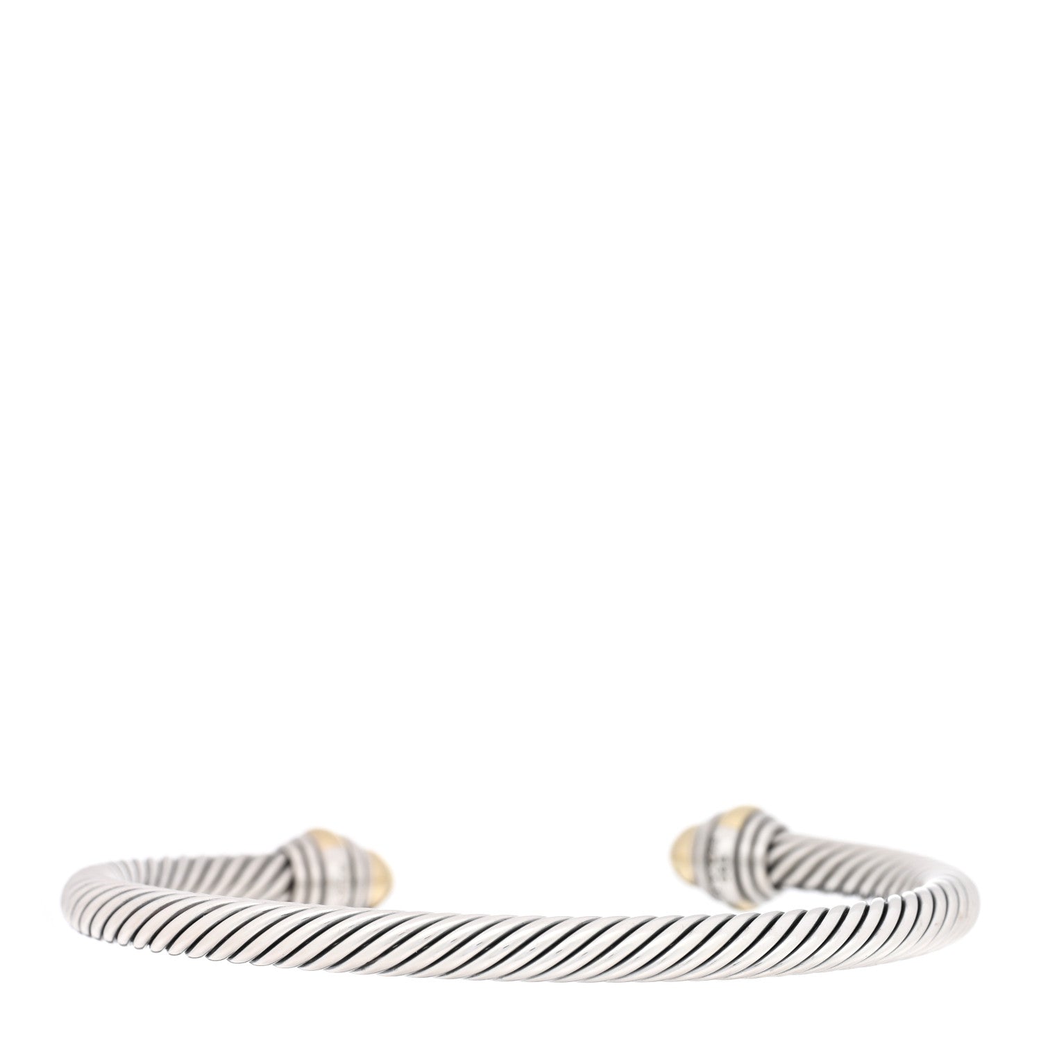 David Yurman Sterling Silver 14K Yellow Gold 5mm Cable Classics Dome Bracelet 2 of 4