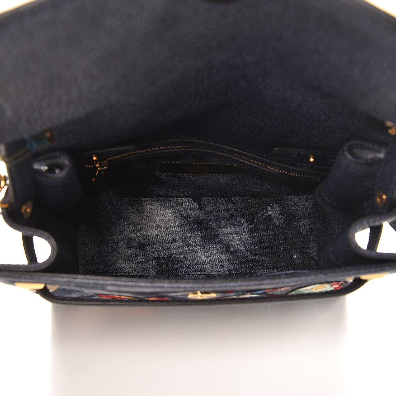 Valentino Garavani Denim Butterfly Embroidered Small My Rockstud Frame Bag Blue 5 of 8