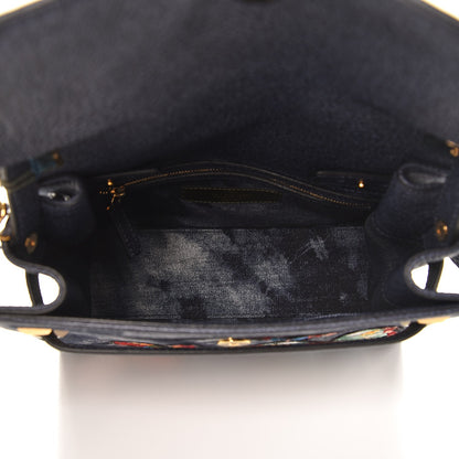 Valentino Garavani Denim Butterfly Embroidered Small My Rockstud Frame Bag Blue 5 of 8